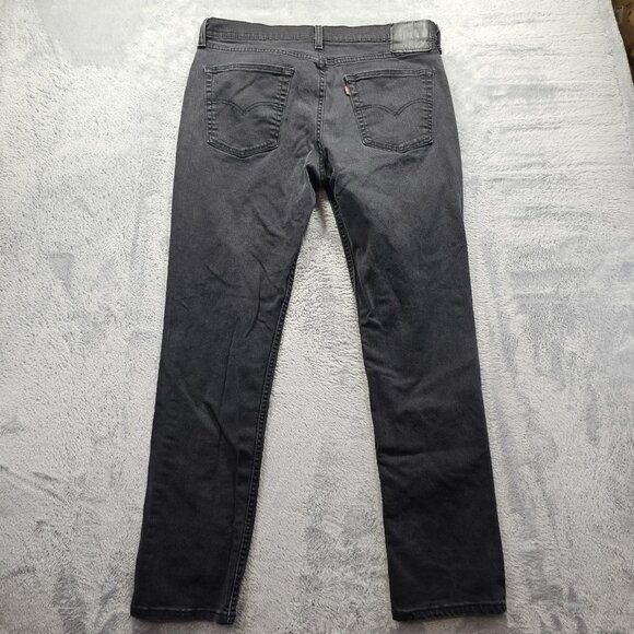 Levis 514 Jeans Mens 36x33 Black Denim Regular Straight Mid Rise Stretch - Picture 1 of 12